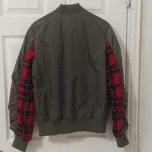 PacSun olive plaid bomber